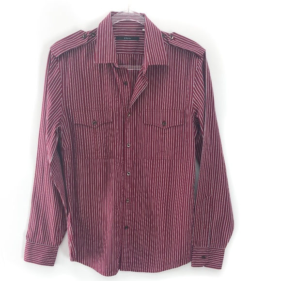 Gucci Other - Gucci Men's Burgundy Striped Dress Shirt